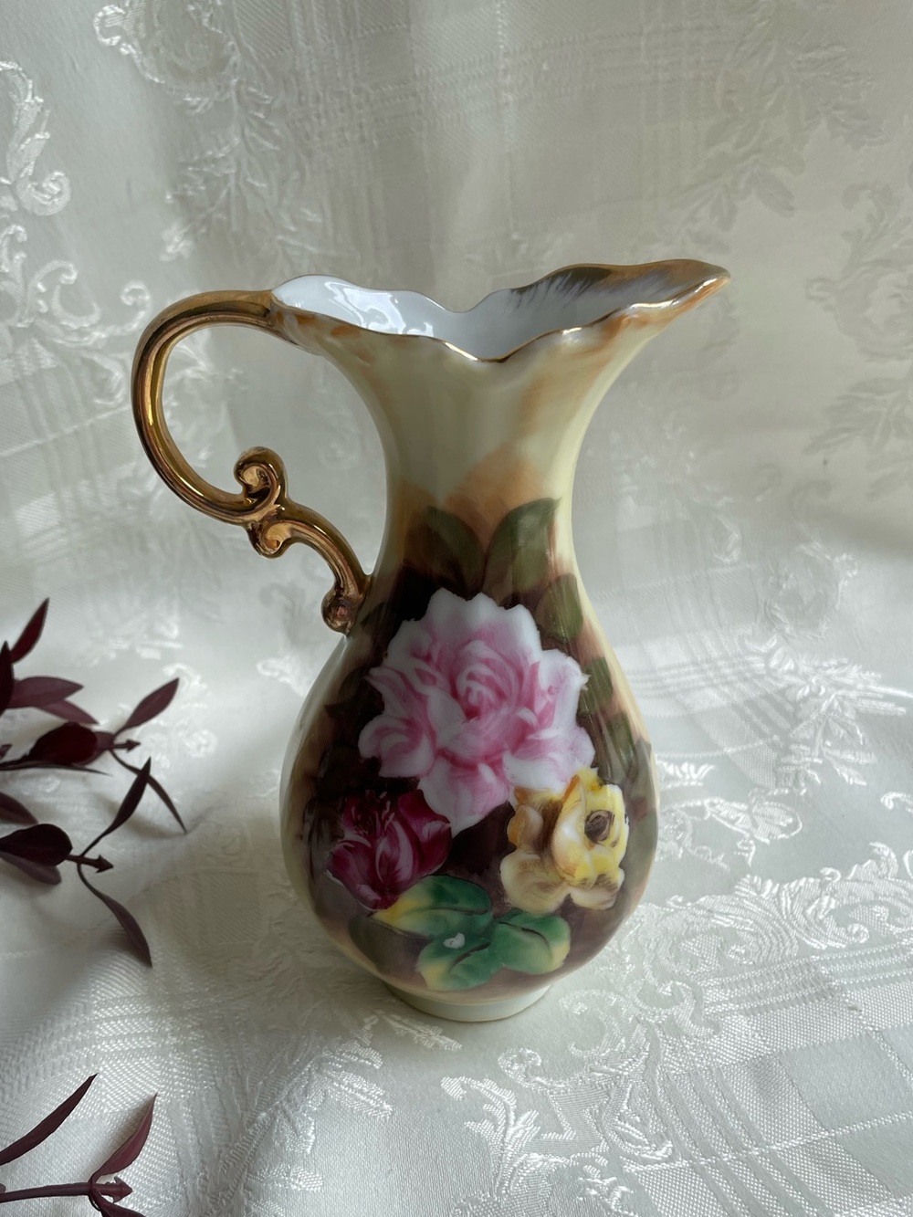 Vintage Enesco mid century porcelain pitcher/ bud vase
